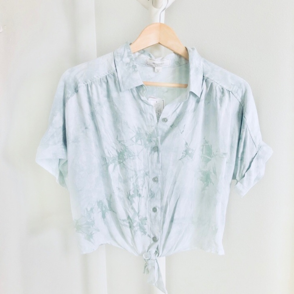 Sea Foam Tie Dye  Button Up